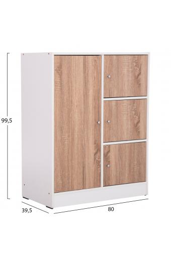 ΝΤΟΥΛΑΠΙ ΜΕ 4 ΑΠΟΘ.ΧΩΡΟΥΣ MATIN HM2479.01 SONAMA OAK-ΛΕΥΚΗ ΜΕΛΑΜΙΝΗ 80x39,5x99,5Υεκ