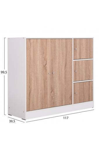 ΝΤΟΥΛΑΠΙ ΜΕ 4 ΑΠΟΘ.ΧΩΡΟΥΣ MATIN HM2480.01 SONAMA OAK-ΛΕΥΚΗ ΜΕΛΑΜΙΝΗ 117x39,5x99,5Υεκ