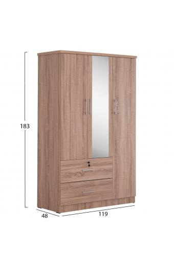 ΝΤΟΥΛΑΠΑ ΜΕ ΚΑΘΡΕΦΤΗ & ΣΥΡΤΑΡΙΑ JARRY HM2485.11 SONAMA OAK ΜΕΛΑΜΙΝΗ 119x48x183Υεκ