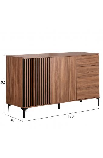 ΜΠΟΥΦΕΣ ΣΕΙΡΑ HARRY HM18006.01 ΜΕΛΑΜΙΝΗ ΦΥΣΙΚΟ ΞΥΛΟΥ-ΜΑΥΡΟ 180x40x92Υεκ.