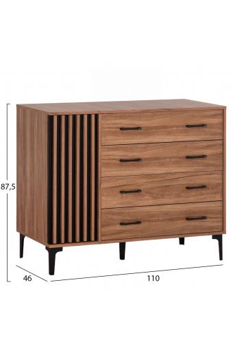 ΣΥΡΤΑΡΙΕΡΑ ΣΕΙΡΑ HARRY HM18009.01 ΜΕΛΑΜΙΝΗ ΦΥΣΙΚΟ ΞΥΛΟΥ-ΜΑΥΡΟ 110x46x87,5Υεκ.