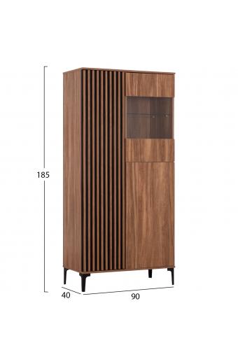 ΒΙΤΡΙΝΑ ΣΕΙΡΑ HARRY HM18011.01 ΜΕΛΑΜΙΝΗ ΦΥΣΙΚΟ ΞΥΛΟΥ-ΜΑΥΡΟ 90x40x185Υεκ.