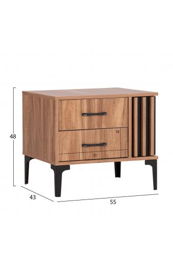 ΚΟΜΟΔΙΝΟ ΣΕΙΡΑ HARRY HM2487.01 ΜΕΛΑΜΙΝΗ ΦΥΣΙΚΟ ΞΥΛΟΥ-ΜΑΥΡΟ 55x43x48Υεκ.