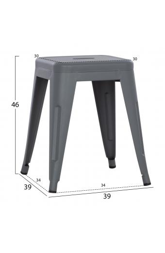 ΣΚΑΜΠΟ ΜΕΤΑΛΛΙΚΟ MELITA HM0096.50 ΣΕ ΓΚΡΙ ΜΑΤ ΧΡΩΜΑ 37x37x45Υεκ.