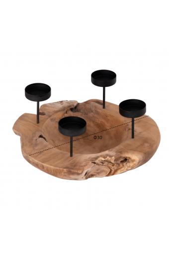 ΕΠΙΤΡΑΠΕΖΙΟ ΚΗΡΟΠΗΓΙΟ/BOWL FRAN HM4390 ΞΥΛΟ ΤΕΑΚ-ΜΕΤΑΛΛΟ 30x30x7-15Υεκ.