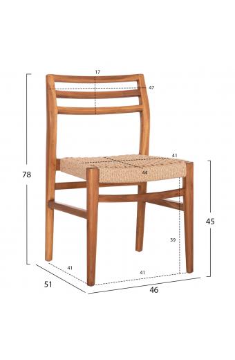 ΚΑΡΕΚΛΑ ΤΡΑΠΕΖΑΡΙΑΣ HERRIN HM18231 ΞΥΛΟ TEAK-ΣΧΟΙΝΙ VIRO 46x51x78Υεκ.
