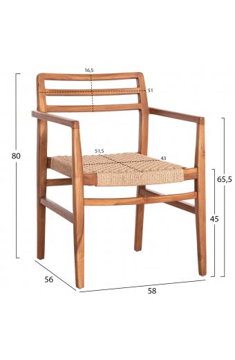 ΠΟΛΥΘΡΟΝΑ ΤΡΑΠΕΖΑΡΙΑΣ HERRIN HM18230 ΞΥΛΟ TEAK-ΣΧΟΙΝΙ VIRO 58x56x80Υεκ.