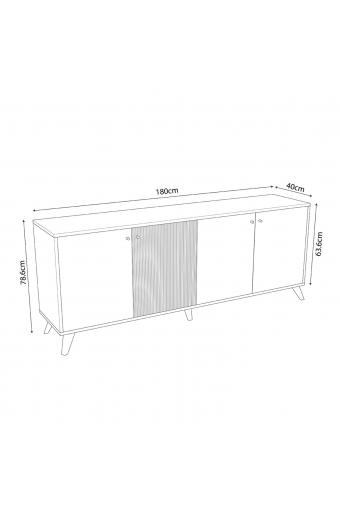 ΜΠΟΥΦΕΣ ΜΕΛΑΜΙΝΗΣ KRUDEN HM9446.11 ΜΑΥΡΟ-ΦΥΣΙΚΟ 180x40x78.6Υεκ.