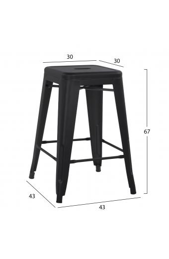 ΣΚΑΜΠΟ ΜΕΣΑΙΟΥ ΥΨΟΥΣ ΜΕΤΑΛΛΙΚΟ MELITA-PRO HM8573.42 ΜΑΥΡΟ ΜΑΤ 43x43x67Υεκ.