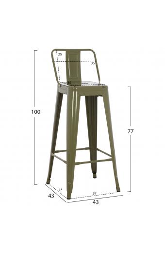 ΣΚΑΜΠΟ BAR ME ΠΛΑΤΗ ΜΕΤΑΛΛΙΚΟ MELITA-PRO HM8643.43 DARK OLIVE GREEN 42x42x100Υεκ.