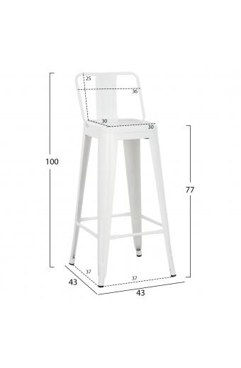 ΣΚΑΜΠΟ BAR ME ΠΛΑΤΗ ΜΕΤΑΛΛΙΚΟ MELITA-PRO HM8643.41 ΛΕΥΚΟ ΜΑΤ 42x42x100Υεκ.