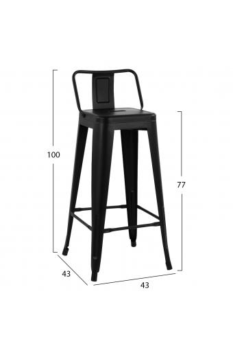 ΣΚΑΜΠΟ BAR ME ΠΛΑΤΗ ΜΕΤΑΛΛΙΚΟ MELITA-PRO HM8643.42 ΜΑΥΡΟ ΜΑΤ 42x42x100Υεκ.