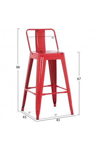 ΣΚΑΜΠΟ ΜΠΑΡ ΜΕΣΑΙΟΥ ΥΨΟΥΣ ΜΕΤΑΛΛΙΚΟ MELITA-PRO HM8574.44 ΚΟΚΚΙΝΟ 43x43x88Υεκ.