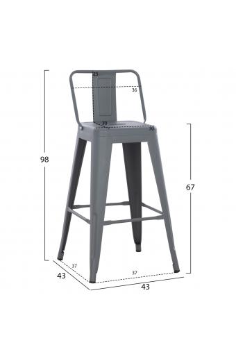 ΣΚΑΜΠΟ ΜΠΑΡ ΜΕΣΑΙΟΥ ΥΨΟΥΣ ΜΕΤΑΛΛΙΚΟ MELITA-PRO HM8574.50 ΓΚΡΙ 43x43x88Υεκ.