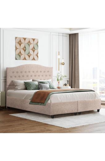 ΚΡΕΒΑΤΙ MALENA HM638.22 ΜΠΕΖ ΥΦΑΣΜΑ Τ. NUBUCK ΓΙΑ ΣΤΡΩΜΑ 150x200εκ.