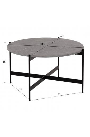 ΣΕΤ 2ΤΜΧ ΤΡΑΠΕΖΙΑ ΣΑΛΟΝΙΟΥ RONDA HM21089.01 MDF ΓΚΡΙ ΜΑΡΜΑΡΟ Φ80εκ & Φ50εκ