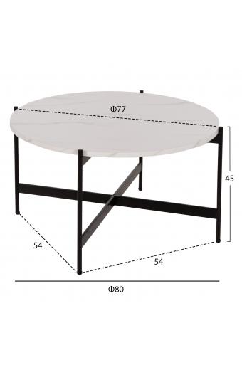 ΣΕΤ 2ΤΜΧ ΤΡΑΠΕΖΙΑ ΣΑΛΟΝΙΟΥ RONDA HM21089.04 MDF ΛΕΥΚΟ ΜΑΡΜΑΡΟ Φ80εκ & Φ50εκ