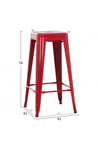 ΣΚΑΜΠΟ ΜΠΑΡ ΜΕΤΑΛΛΙΚΟ MELITA-PRO HM8642.44 ΣΕ ΚΟΚΚΙΝΟ 43x43x78Υεκ.