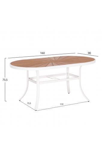 ΤΡΑΠΕΖΙ ΕΞΩΤ.ΧΩΡΟΥ TELAMO HM6288.02 ΑΛΟΥΜΙΝΙΟ ΛΕΥΚΟ & POLYWOOD 160X90Χ73.5Υεκ.