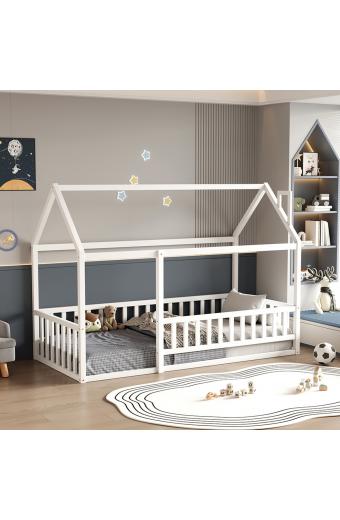 ΚΡΕΒΑΤΙ ΠΑΙΔΙΚΟ ΜΕ ΚΑΓΚΕΛΟ HOUSER HM706.03 τ.MONTESSORI ΞΥΛΟ ΠΕΥΚΟ ΛΕΥΚΟ-190x90εκ