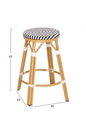 ΣΚΑΜΠΟ ΑΛΟΥΜΙΝΙΟΥ ΜΕΣ.ΥΨΟΥΣ CHINO HM6286.03 BAMBOO LOOK & TEXTILENE ΜΑΥΡΟ 43x43x65Υεκ