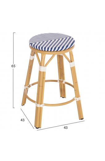 ΣΚΑΜΠΟ ΑΛΟΥΜΙΝΙΟΥ ΜΕΣ.ΥΨΟΥΣ CHINO HM6286.05 BAMBOO LOOK & TEXTILENE ΜΠΛΕ 43x43x65Υεκ