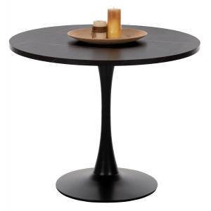 ΤΡΑΠΕΖΙ ΤΡΑΠΕΖΑΡΙΑΣ ROLLO HM9421.12 ΣΤΡΟΓΓΥΛΟ BLACK MARBLE Φ90x74Υεκ.