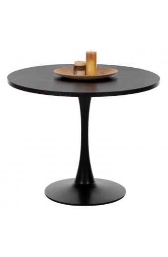 ΤΡΑΠΕΖΙ ΤΡΑΠΕΖΑΡΙΑΣ ROLLO HM9421.12 ΣΤΡΟΓΓΥΛΟ BLACK MARBLE Φ90x74Υεκ.