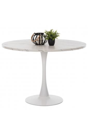 ΤΡΑΠΕΖΙ ΤΡΑΠΕΖΑΡΙΑΣ ROLLO HM9422.11 ΣΤΡΟΓΓΥΛΟ WHITE MARBLE Φ120x74Yεκ.