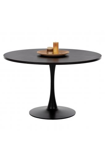 ΤΡΑΠΕΖΙ ΤΡΑΠΕΖΑΡΙΑΣ ROLLO HM9422.12 ΣΤΡΟΓΓΥΛΟ BLACK MARBLE Φ120x74Yεκ.