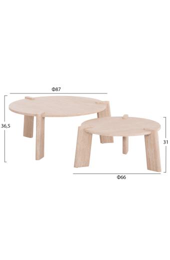 ΣΕΤ 2ΤΜΧ ΤΡΑΠΕΖΙΑ ΣΑΛΟΝΙΟΥ EQUIL HM9943.01 MDF ΜΕ ΜΕΛΑΜΙΝΗ-ΦΥΣΙΚΟ 66x66εκ + 87x87εκ