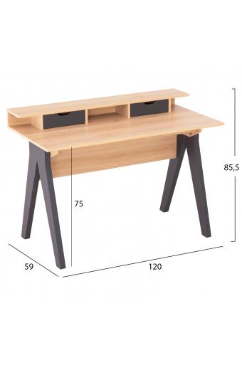ΓΡΑΦΕΙΟ REXIN HM18290 ΜΕΛΑΜΙΝΗ ΣΕ SONAMA-ΓΚΡΙ 120x19-59x75-85,5ΥΥεκ.