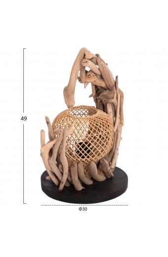 ΕΠΙΤΡΑΠΕΖΙΟ ΔΙΑΚΟΣΜΗΤΙΚΟ ΦΩΤΙΣΤΙΚΟ ASHIN HM4438 DRIFTWOOD--RATTAN 30x30x49Υεκ.