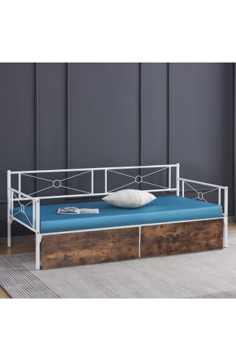 ΚΡΕΒΑΤΙ-ΚΑΝΑΠΕΣ BERNIE HM21121.01 ΛΕΥΚΟΣ ΜΕΤΑΛ.ΣΚΕΛΕΤΟΣ & ΣΥΡΤΑΡΙΑ- ΓΙΑ 190x90εκ.