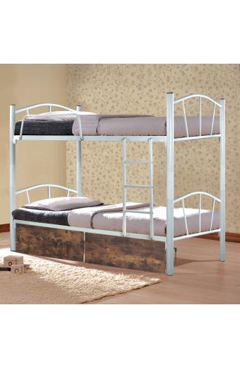 ΚΟΥΚΕΤΑ FLOOR HM21123 ΜΕΤΑΛΛΙΚΗ ΛΕΥΚΗ ΜΕ 2 ΕΠΙΔΑΠΕΔΙΑ ΣΥΡΤΑΡΙΑ ΚΑΦΕ 200x91,5x177,5Yεκ.