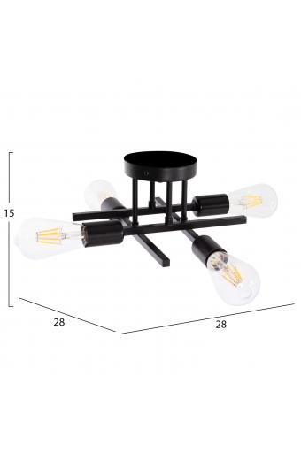 ΦΩΤΙΣΤΙΚΟ ΟΡΟΦΗΣ ΠΟΛΥΦΩΤΟ LIGHTY HM7428.11 ΜΕΤΑΛΛΟ ΣΕ ΜΑΥΡΟ 28x28x15Υεκ.