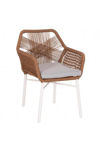 ΠΟΛΥΘΡΟΝΑ TOPIN HM6048.11 ΑΛΟΥΜΙΝΙΟ ΛΕΥΚΟ-P.E. RATTAN ΜΠΕΖ 59x63x81Υεκ