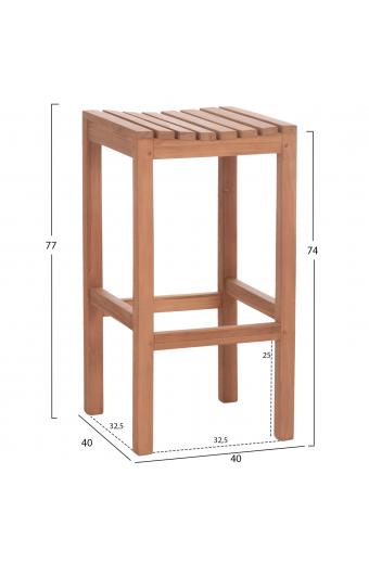 ΣΚΑΜΠΟ ΜΠΑΡ NIKOL HM18109 ΞΥΛΟ ΤΕΑΚ ΣΕ ΦΥΣΙΚΟ 40x40x77Υεκ.