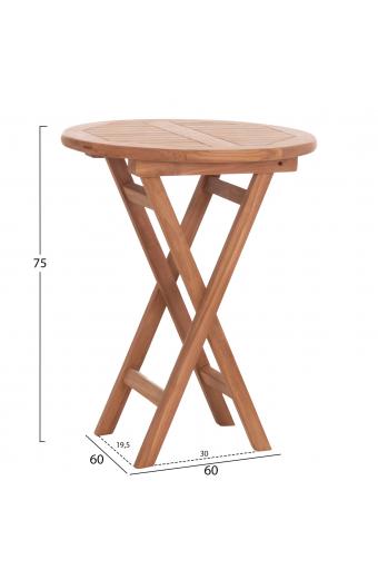ΤΡΑΠΕΖΙ ΣΚΗΝΟΘΕΤΗ ΣΤΡΟΓΓΥΛΟ ERIS HM18119 ΞΥΛΟ TEAK--ΦΥΣΙΚΟ Φ60x75Υεκ.