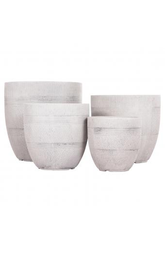 ΣΕΤ 4ΤΜΧ ΓΛΑΣΤΡΕΣ ΣΤΡΟΓΓΥΛΕΣ ΣΕΙΡΑ GARDENER HM4719 FIBERCLAY-ΧΡΩΜΑ CEMENT Φ44x43Υεκ