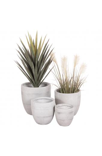 ΣΕΤ 4ΤΜΧ ΓΛΑΣΤΡΕΣ ΣΤΡΟΓΓΥΛΕΣ ΣΕΙΡΑ GARDENER HM4719 FIBERCLAY-ΧΡΩΜΑ CEMENT Φ44x43Υεκ