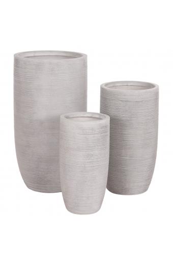 ΣΕΤ 3ΤΜΧ ΓΛΑΣΤΡΕΣ ΚΥΛΙΝΔΡΟΙ ΣΕΙΡΑ GARDENER HM4721 FIBERCLAY-ΧΡΩΜΑ CEMENT Φ42x78Υεκ
