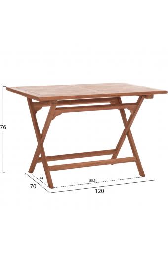 ΤΡΑΠΕΖΙ ΠΤΥΣΣΟΜΕΝΟ ΟΡΘΟΓΩΝΙΟ ERIS HM18117 ΞΥΛΟ TEAK--ΦΥΣΙΚΟ 120x70x76Υεκ.