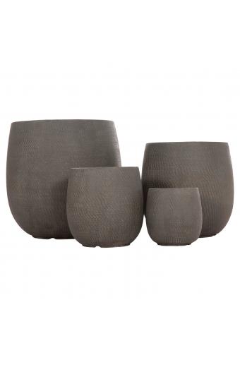 ΣΕΤ 4ΤΜΧ ΓΛΑΣΤΡΕΣ ΣΤΡΟΓΓΥΛΕΣ GARDENER HM4726 FIBERCLAY ΓΚΡΙΖΟΠΡΑΣΙΝΟ Φ52x55Υεκ