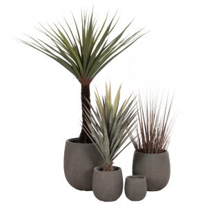 ΣΕΤ 4ΤΜΧ ΓΛΑΣΤΡΕΣ ΣΤΡΟΓΓΥΛΕΣ GARDENER HM4726 FIBERCLAY ΓΚΡΙΖΟΠΡΑΣΙΝΟ Φ55.5x53.5Υεκ