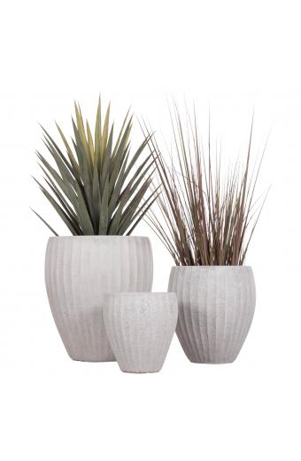 ΣΕΤ 3ΤΜΧ ΓΛΑΣΤΡΕΣ ΣΤΡΟΓΓΥΛΕΣ ΣΕΙΡΑ GARDENER HM4728 FIBERCLAY-ΧΡΩΜΑ CEMENT Φ48x56Υεκ