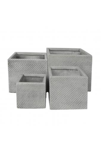 ΣΕΤ 4ΤΜΧ ΓΛΑΣΤΡΕΣ ΤΕΤΡΑΓΩΝΕΣ GARDENER HM4730 FIBERCLAY ΓΚΡΙ CEMENT 37x37x31.5Υεκ.
