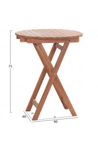 ΤΡΑΠΕΖΙ ΣΚΗΝΟΘΕΤΗ ΣΤΡΟΓΓΥΛΟ HEIDEL HM18120 ΞΥΛΟ TEAK--ΦΥΣΙΚΟ Φ60x75Υεκ.
