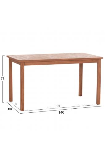 ΤΡΑΠΕΖΙ ΟΡΘΟΓΩΝΙΟ PRESSCOT HM18123 ΞΥΛΟ TEAK--ΦΥΣΙΚΟ 140x80x76Υεκ.