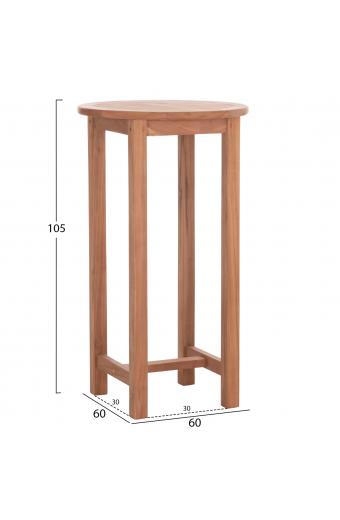 ΤΡΑΠΕΖΙ/ΣΤΑΝΤ ΜΠΑΡ ΣΤΡΟΓΓΥΛΟ PRESSCOT HM18114 ΞΥΛΟ TEAK--ΦΥΣΙΚΟ Φ60x105Υεκ.